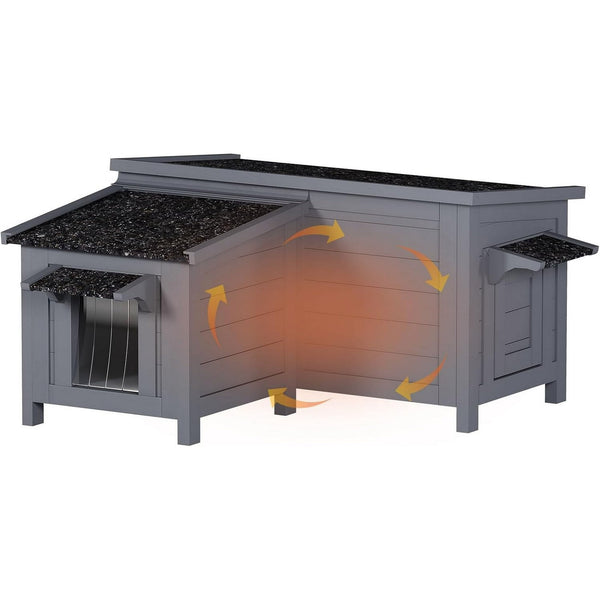 Linor Outdoor Cat House, Insulated Cat House with Insulated All-Round Foam, Corner Design Feral Cat House Shelter for Outdoor Cats, for Winter, Weatherproof, Insulated, Large Opening Roof