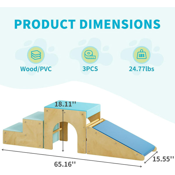 Wanan 3 in 1 Pikler Triangle Set, Toddler Climbing Toys Indoor with Ramp, Arch, Mat, and Staircase