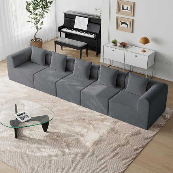 Pipleo L-Shape Sectional Sofa with Deep Seat and Boneless Upholstery, Memory Foam
