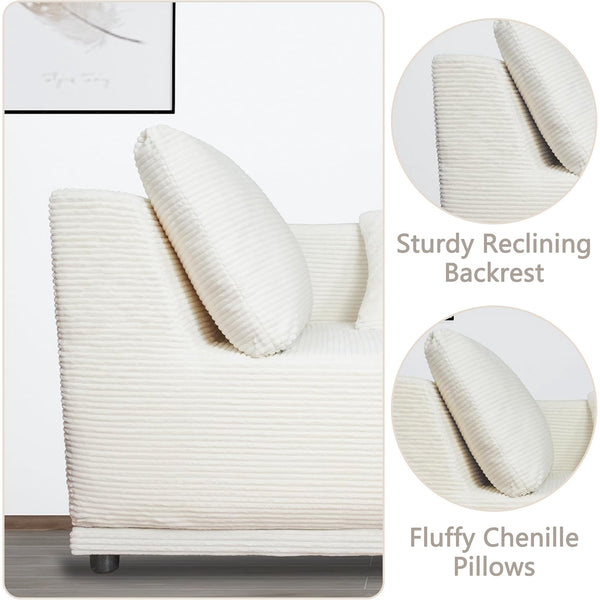 Akaber 101" Modular Sectional Sofa with U-Shape Chaise, 3-Seater Comfy Cloud Couch with Movable Ottoman, Deep Seat Couches for Living Room with Throw Pillows, White