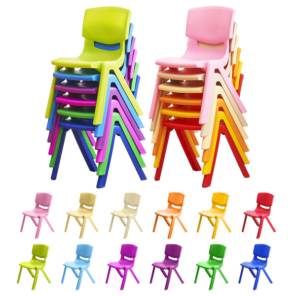 Stackable School Chairs, Colorful Kids Plastic Chair for Toddlers with 12'' Seat, Kids Flexible Seating for Classroom Elementary, School, Daycare, Outdoor, Classroom Furniture