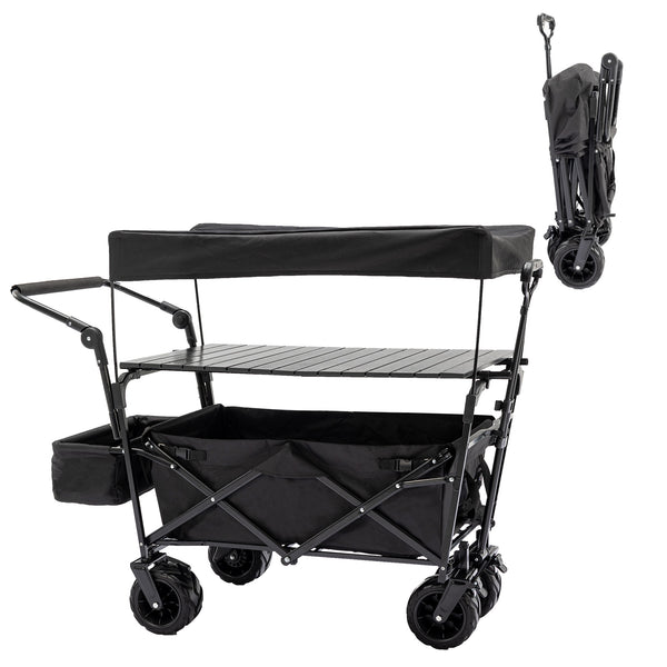 2 Kids Collapsible Stroller Wagon with Canopied for Adventure