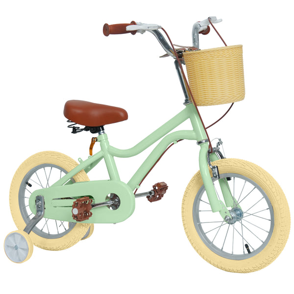 Kids Bike, 14 16 20 inch Girls Bike for 5-14 Girls with Training Wheels, Kickstand, Retro Design Kids' Bicycles with Basket, Girls Bicycle