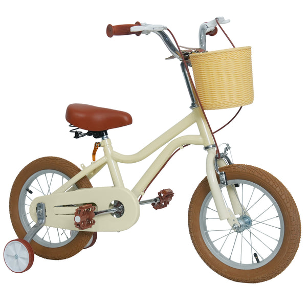 Kids Bike, 14 16 20 inch Girls Bike for 5-14 Girls with Training Wheels, Kickstand, Retro Design Kids' Bicycles with Basket, Girls Bicycle