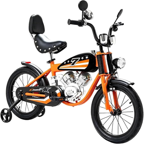 12 Inch Moto Style Kids Bike for Boys Girls, NEORIVER Kids Bicycles for 3-9 Years Old with Training Wheels