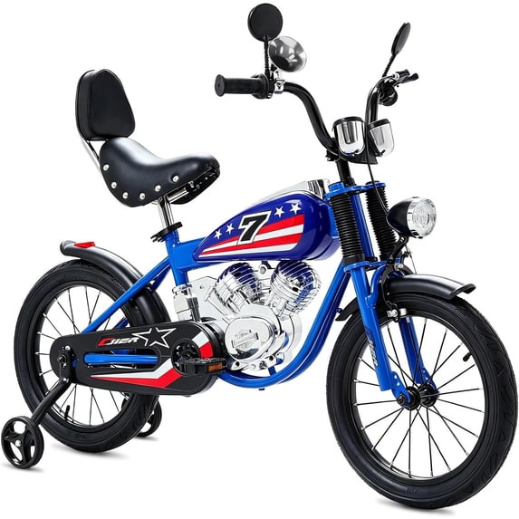 12 Inch Moto Style Kids Bike for Boys Girls, NEORIVER Kids Bicycles for 3-9 Years Old with Training Wheels