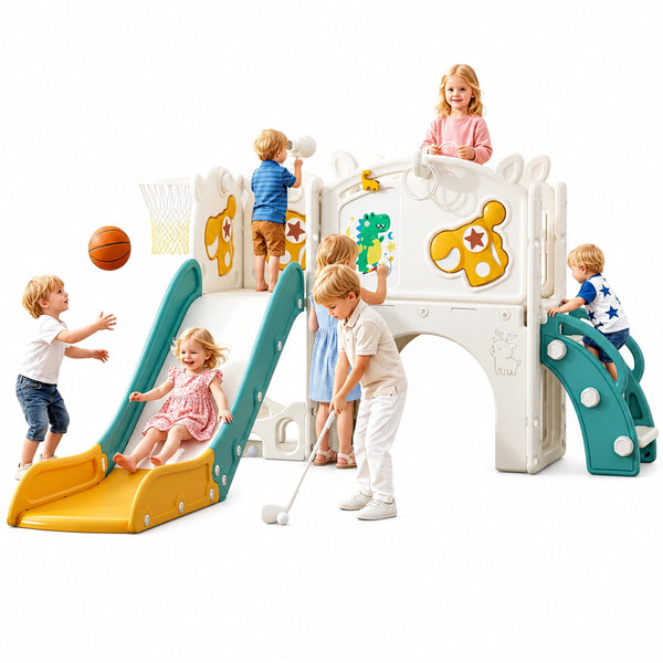 12 in 1 Toddler Slide Set, Linor Indoor Playset for Kids Age 1-3, Outdoor Toddler Climbers