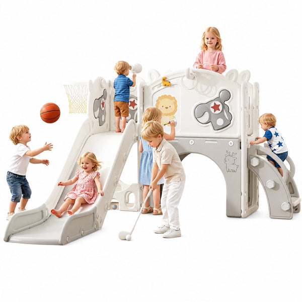 12 in 1 Toddler Slide Set, Linor Indoor Playset for Kids Age 1-3, Outdoor Toddler Climbers