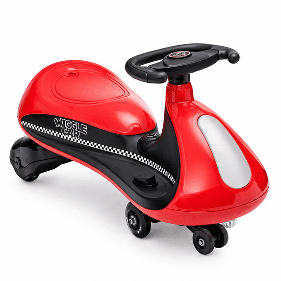 12V Electric Wiggle Car for Kids, Dual Motors with Flashing Wheels, 2 Speeds, 9 Light Modes, DIY Stickers, Ages 3+, Max Load 155 lbs