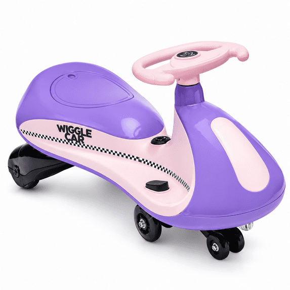 12V Electric Wiggle Car for Kids, Dual Motors with Flashing Wheels, 2 Speeds, 9 Light Modes, DIY Stickers, Ages 3+, Max Load 155 lbs