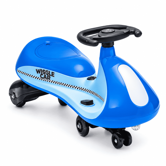 12V Electric Wiggle Car for Kids, Dual Motors with Flashing Wheels, 2 Speeds, 9 Light Modes, DIY Stickers, Ages 3+, Max Load 155 lbs