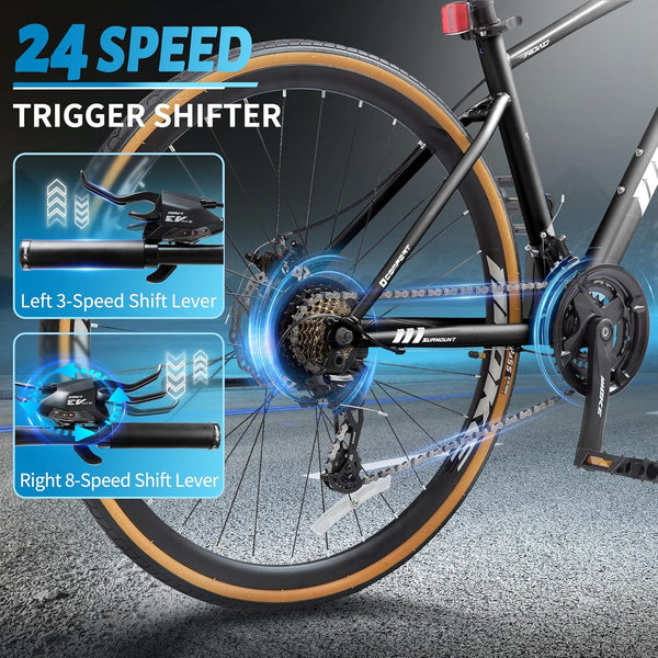 Hybrid Bike for Adults, Akaber 24-Speed 700C Road Bike for Men, Lightweight Adult Bicycle