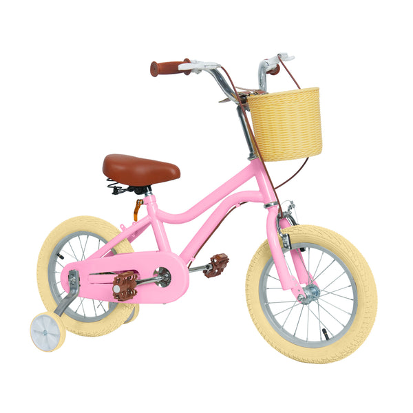 Kids Bike, 14 16 20 inch Girls Bike for 5-14 Girls with Training Wheels, Kickstand, Retro Design Kids' Bicycles with Basket, Girls Bicycle