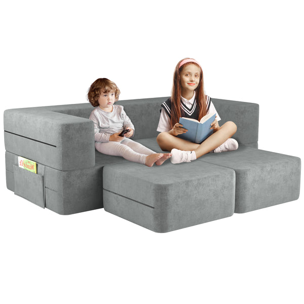Multi-color Kids Couch, Play Couch with Washable and Durable Covers