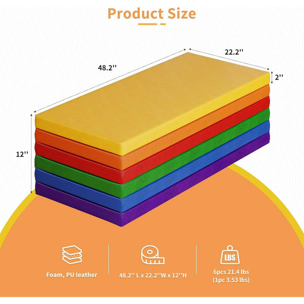 Wanan Nap Mats, 6Pcs Toddler Nap Rest Mats for Daycare Preschool, Kids Rest Mat 2 Inch Suitable for Girls Boys, Toddler Portable Bed Great for Travel and Home