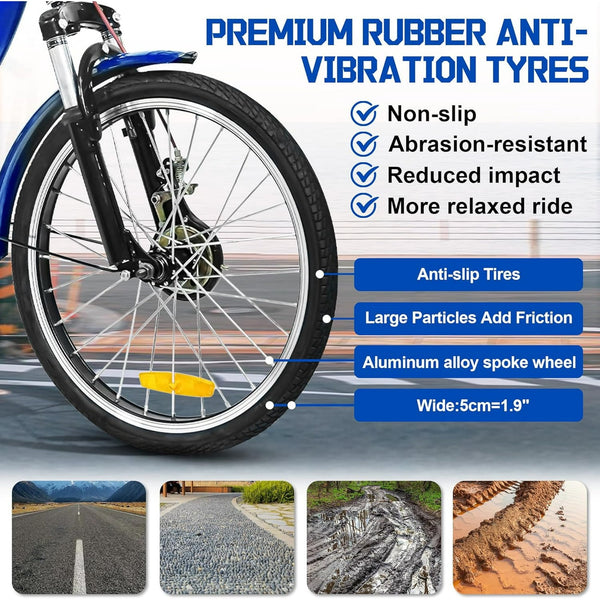 Pipleo 20" Adult Tricycle with Rear Seats, 3-Wheel Bikes, Baskets, for Senior