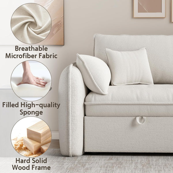 Akaber Modular Sectional Sofa, 107 Inch U Shaped Couch with Movable Storage Ottoman, 25 Inch Deep Seat, Cloud Couches for Living Room, Beige