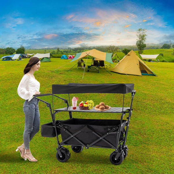 2 Kids Collapsible Stroller Wagon with Canopied for Adventure