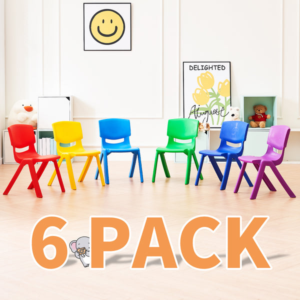 Stackable School Chairs, Colorful Kids Plastic Chair for Toddlers with 12'' Seat, Kids Flexible Seating for Classroom Elementary, School, Daycare, Outdoor, Classroom Furniture