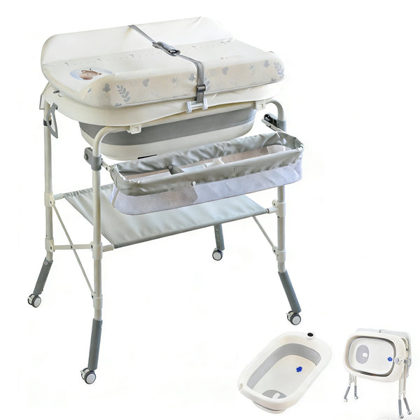 2 in 1 Baby Bathtub with Changing Table, Wanan Diaper Changing Station Portable Waterproof Changing Table