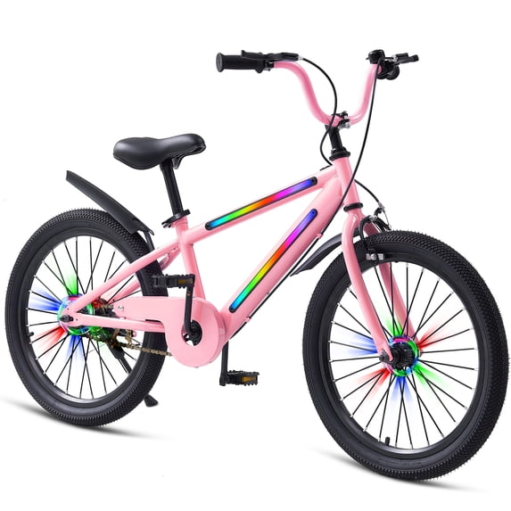 20 Inch Lighted Kids Bike for Boys & Girls，Kids Bicycle w/LED Light-up and Kickstand