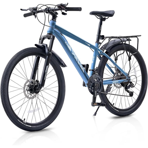 NEORIVER 24 Inch Kids Mountain Bike for Boys and Girls 6+, 21-Speed All-Terrain Bicycle with Suspension Fork, Dual Disc Brakes, Rear Rack & Internal Cable Routing