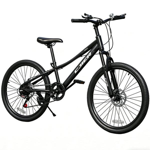 24 Inch Kids Mountain Bike, DEYGIA Bikes for Boys, 7-Speed with Front Suspension, Dual Disc Brakes & Knobby Tires for Ages 6-14, Multi Color