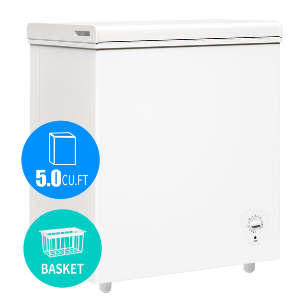 5.0 Cu.Ft Deep Freezer with 7 Level Adjustable Temperature for Temp Adjustment & Energy-Saving