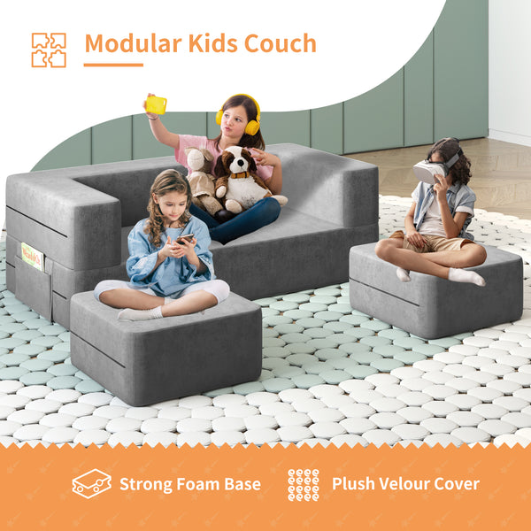 Multi-color Kids Couch, Play Couch with Washable and Durable Covers