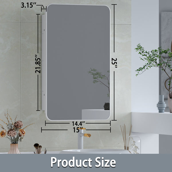 Medicine Cabinet with Mirror 16'' x 24'' Aluminum Recessed Medicine Cabinet with Mirror, Adjustable Glass Shelf, Corrosion Resistant Bathroom Mirror with Storage Wall Mounted (16'' x 24'' Single Door)