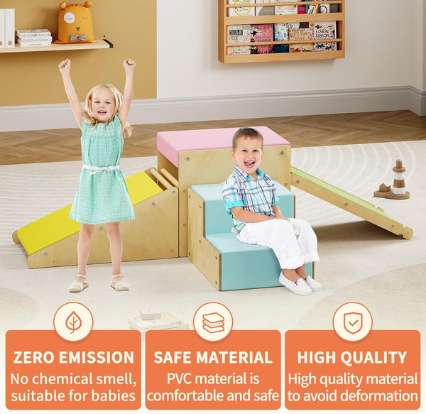 Wanan 4-in-1 Pikler Triangle Set with Soft Play Climbing for Toddlers