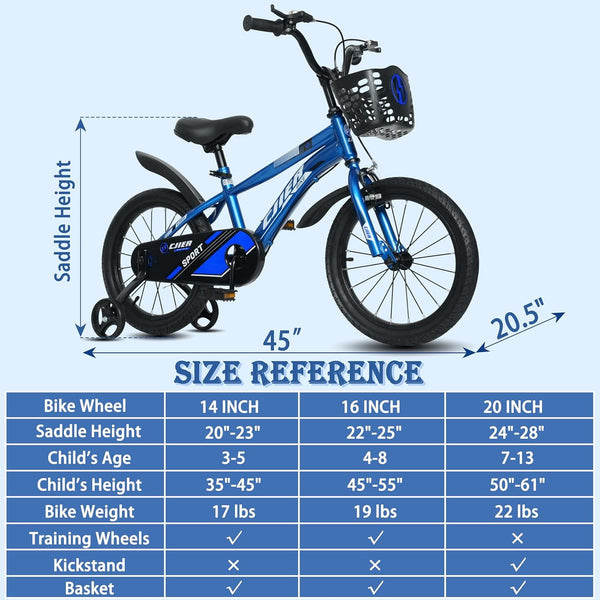 16" Kids Bike for Boys and Girls, Akaber Boys Bicycles with Training Wheels for Kids Ages 4-8, Blue