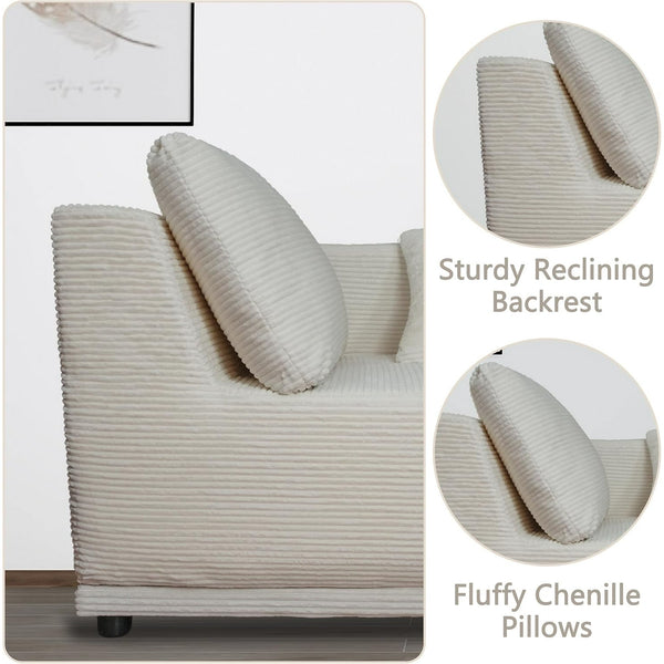 Akaber 101" Modular Sectional Sofa with U-Shape Chaise, 3-Seater Comfy Cloud Couch with Movable Ottoman, Deep Seat Couches for Living Room with Throw Pillows, Beige Grey