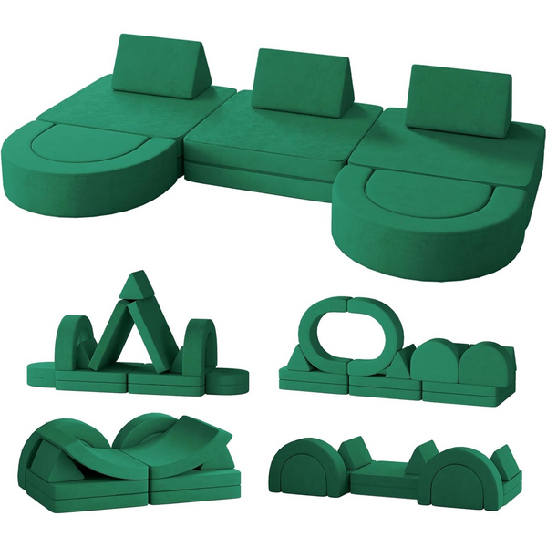 13 PCS Large Kids Sofa with 2 Tunnels, DEYGIA Toddler Couch, Convertible Kids Sofa Couch, Modular Kids Play Couch for Playroom, Over 30 Creative Gameplay Kids Couch