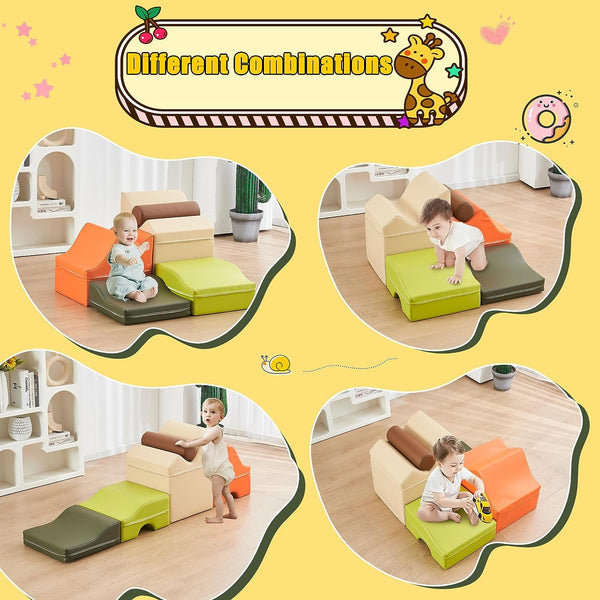 5Pcs Foam Climbing Blocks for Toddlers, Wanan Indoor Toddler Climbing Toys for Toddlers, Indoor Playground for Toddlers 1 to 3, Baby Foam Blocks Climber for Climb & Crawl, Kids Jungle Gym Playset