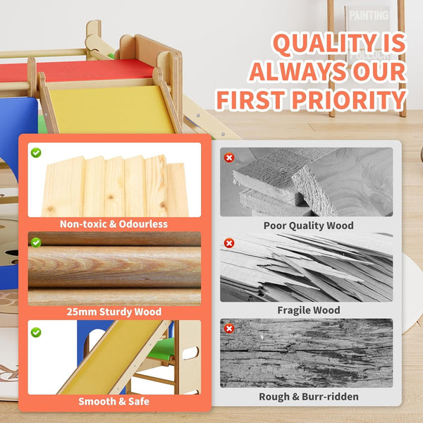 7-in-1 Indoor Jungle Gym, Wooden Montessori Indoor Playground for Kids 1-3