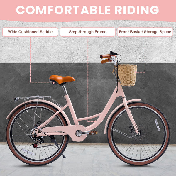 Linor 24 Inch Beach Cruiser Bike for Women