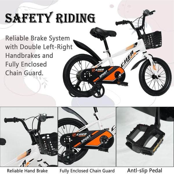 Pipleo 14" Kids Bikes for Girls and Boys, Kids' Bicycles with Training Wheels, Ages 3-5 Years