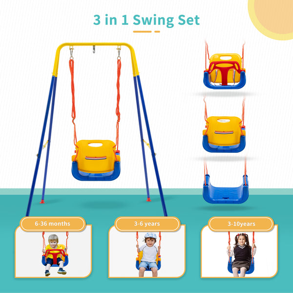 3-in-1 Toddler Swing, Swing Set, Baby Swings Outdoor & Indoor for Infants to Toddler