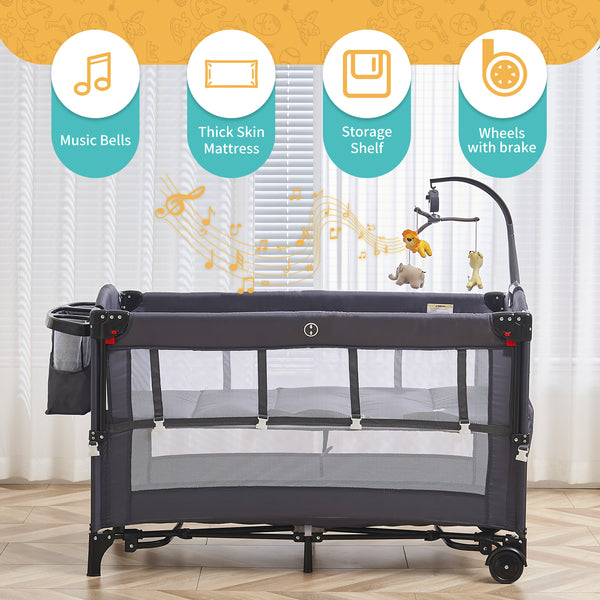 5-in-1 Baby Bedside Sleeper with Bassinet, Multifunction Bedside Baby Crib from Newborn to Toddlers