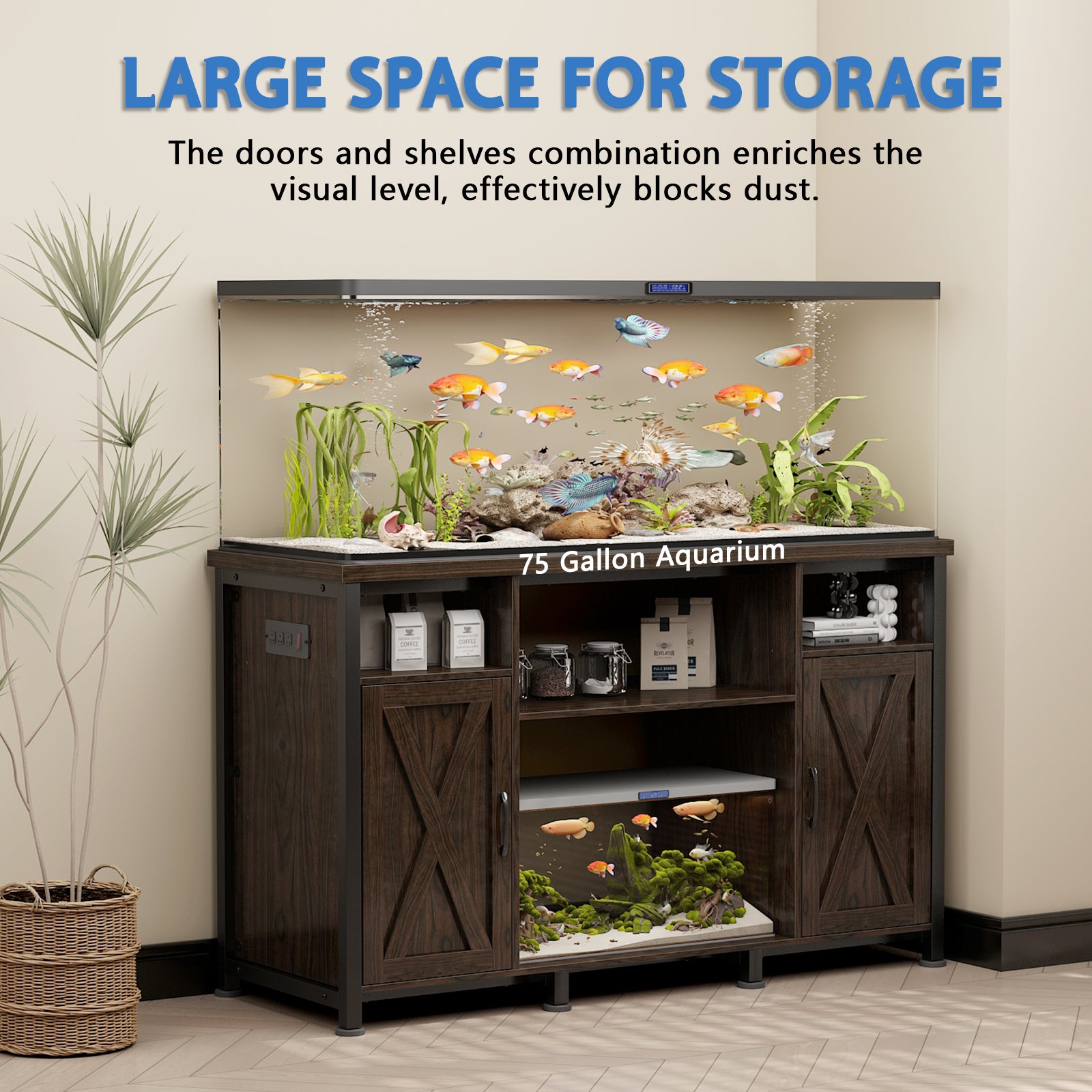 50-75 Gallon Aquarium Tank Stand with Power Outlets and Cabinet for Fi – linor.com 50-75 Gallon Aquarium Tank Stand with Power Outlets and Cabinet for Fi – linor.com