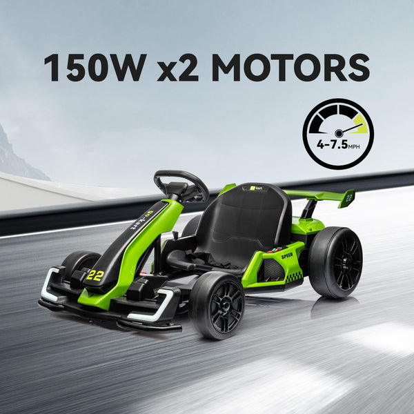 24V Electric Go Kart for Kids, 7.5 MPH Drift Kart with 300W Motor