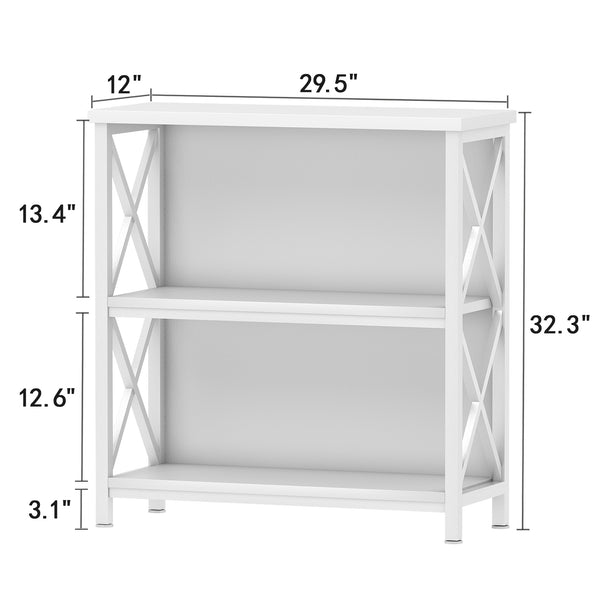 3-Tier Bookshelf, Farmhouse Small Bookshelf with X-Style Frame,FreeStanding Storage Bookcase for Entryway Living Room Home Office