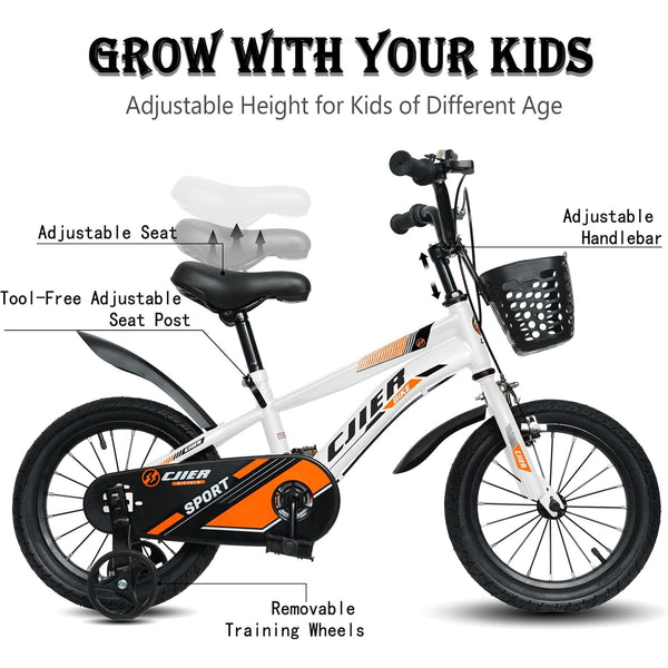 Pipleo 14" Kids Bikes for Girls and Boys, Kids' Bicycles with Training Wheels, Ages 3-5 Years