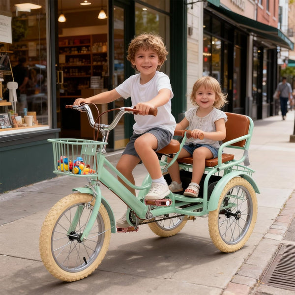 DEYGIA Kids Bike, 16 Inch Kids Tricycle Girls Bike 4-9 Years Old, Dual Handbrake Boys Bike with 2 Seats, 3 Storage Baskets