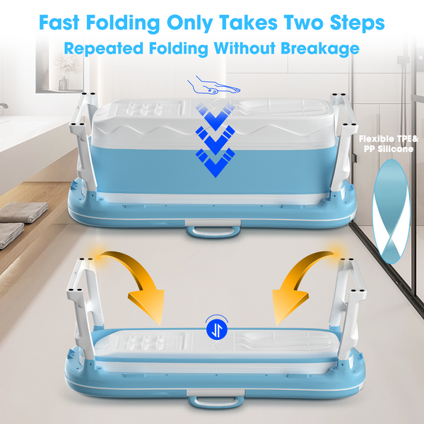 54'' Portable Foldable Bathtub for Adult Family Bathroom Bliss - Experience Luxury Anywhere