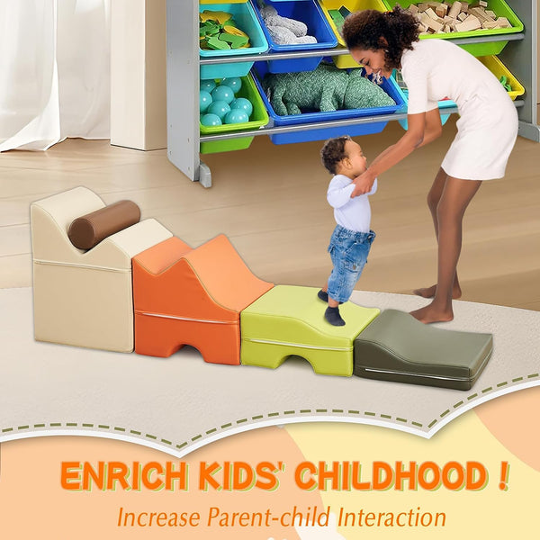 5Pcs Foam Climbing Blocks for Toddlers, Wanan Indoor Toddler Climbing Toys for Toddlers, Indoor Playground for Toddlers 1 to 3, Baby Foam Blocks Climber for Climb & Crawl, Kids Jungle Gym Playset