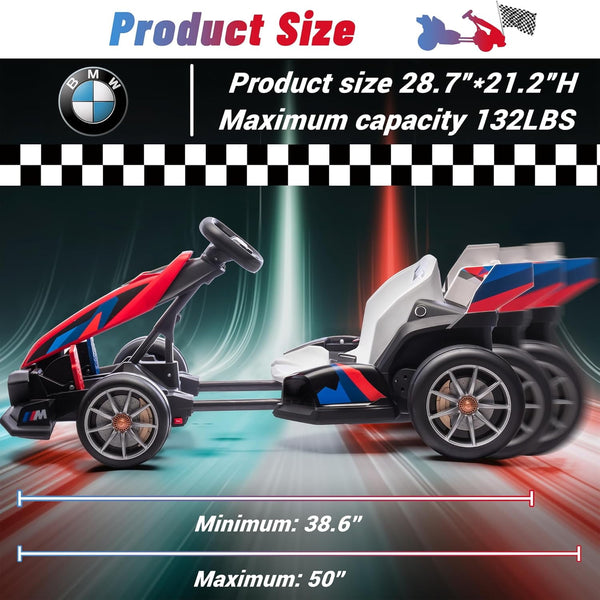 Licensed BMW Electric Go Kart for Kids 6-12, 24V 9AH Drift Kart Ride on Toys, Dual 200W Motors, Adjustable Seat, Drift Mode, 2 Speed, LED Lights
