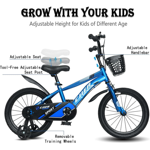 16" Kids Bike for Boys and Girls, Akaber Boys Bicycles with Training Wheels for Kids Ages 4-8, Blue