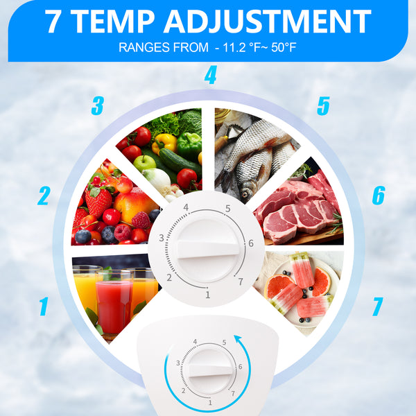 5.0 Cu.Ft Deep Freezer with 7 Level Adjustable Temperature for Temp Adjustment & Energy-Saving